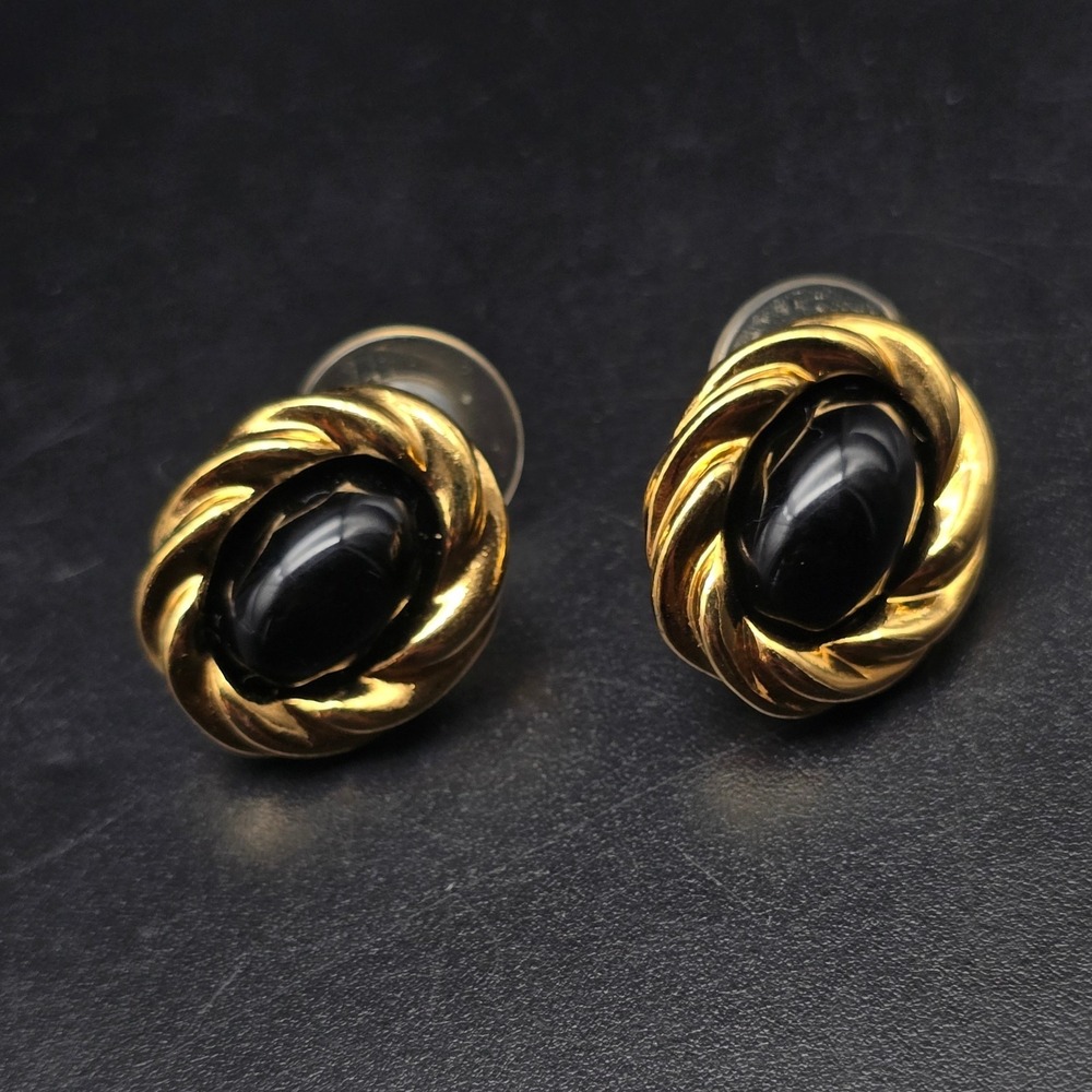 KJL Avon 1987 Color Attraction Convertible Earrings Pierced Gold Tone Oval